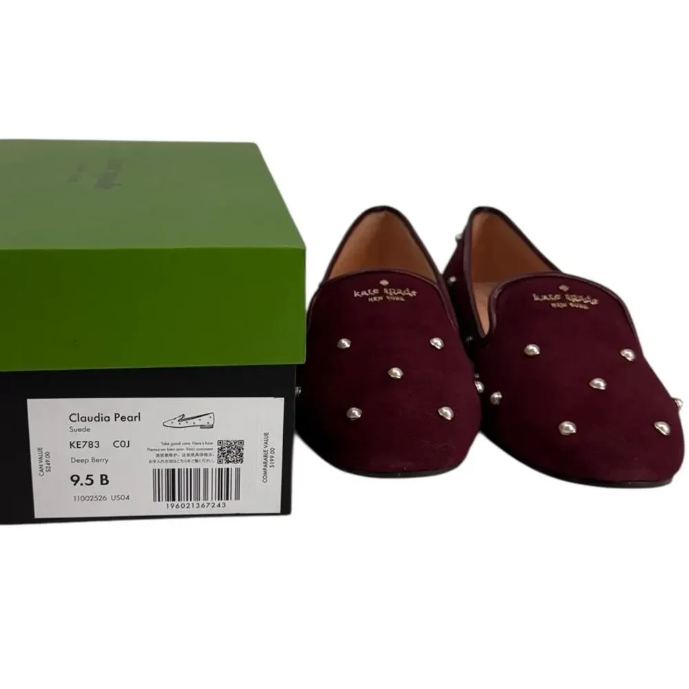 KATE SPADE $249 Claudia Pearl Flats SZ 9.5 NARROW
